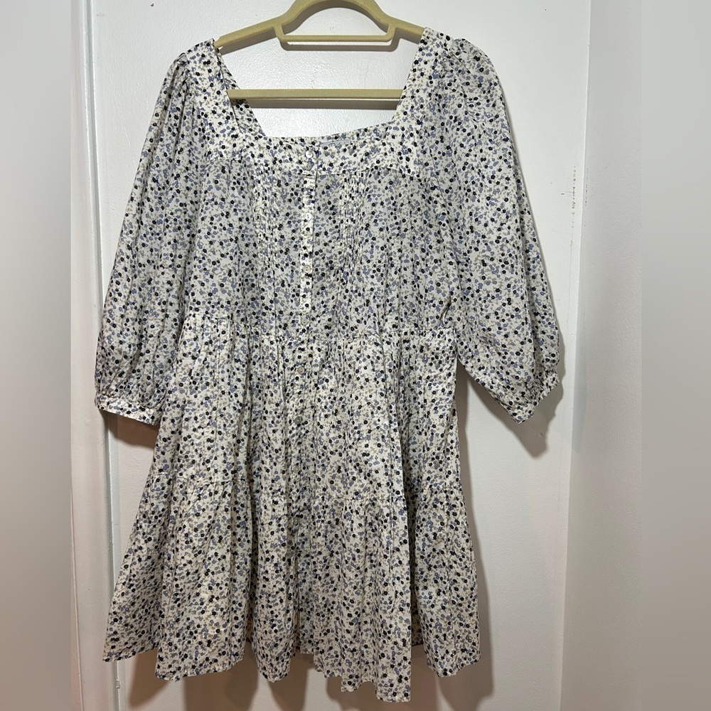 Rails Pippa Watercolour  buds Blue and Cream Floral baby doll dress Size M